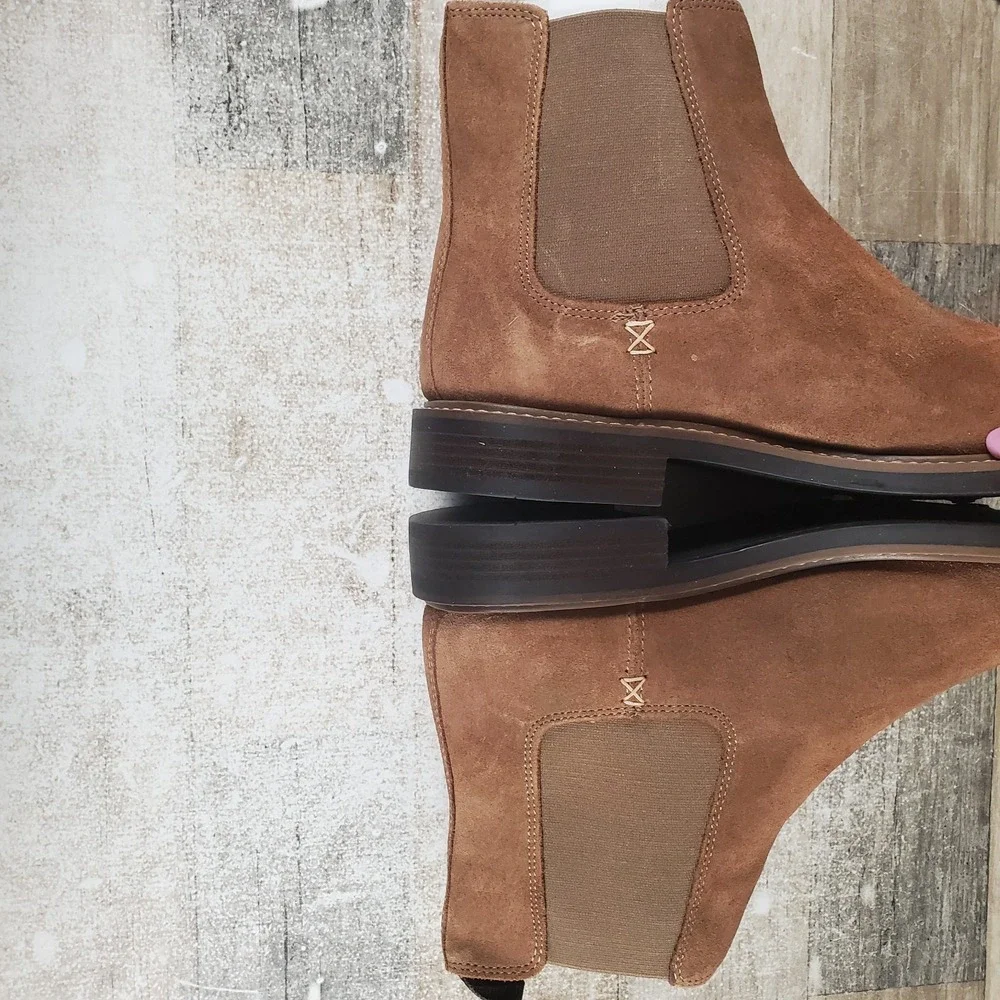 Crown Vintage Lanbart Men Ankle Chelsea Boots Sz 8 M Brown Suede Leather Pull On